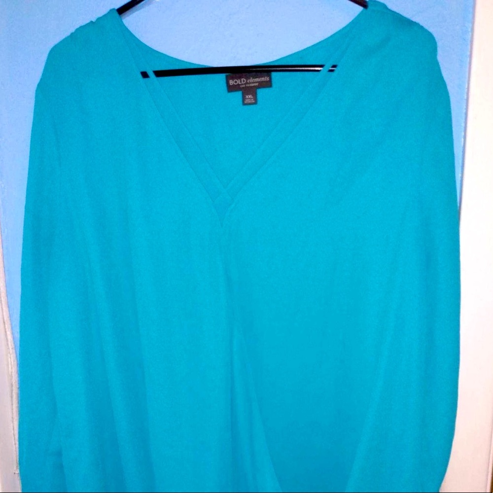 Peacock / Turquoise Blue Long sleeve blouse